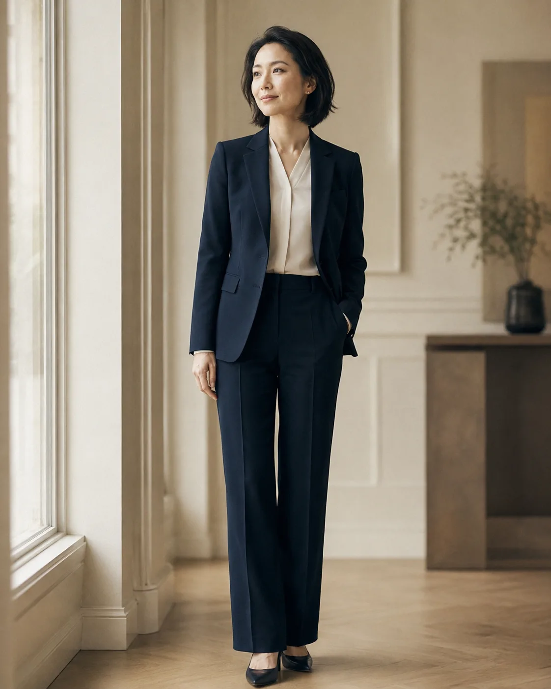 女性向けスーツの着用イメージ
