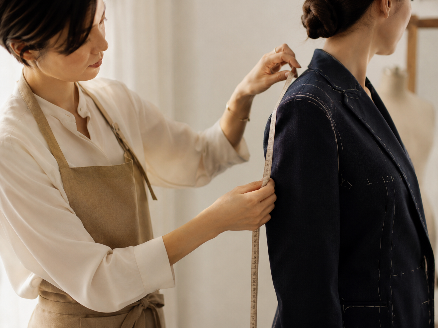 女性スタイリストによるフィッティングのイメージ